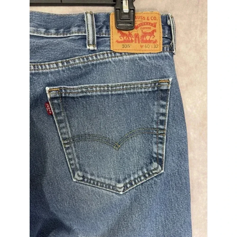 Levis 505 Jeans Men’s 40x32 Blue Regular Straight Leg 100% Cotton Denim